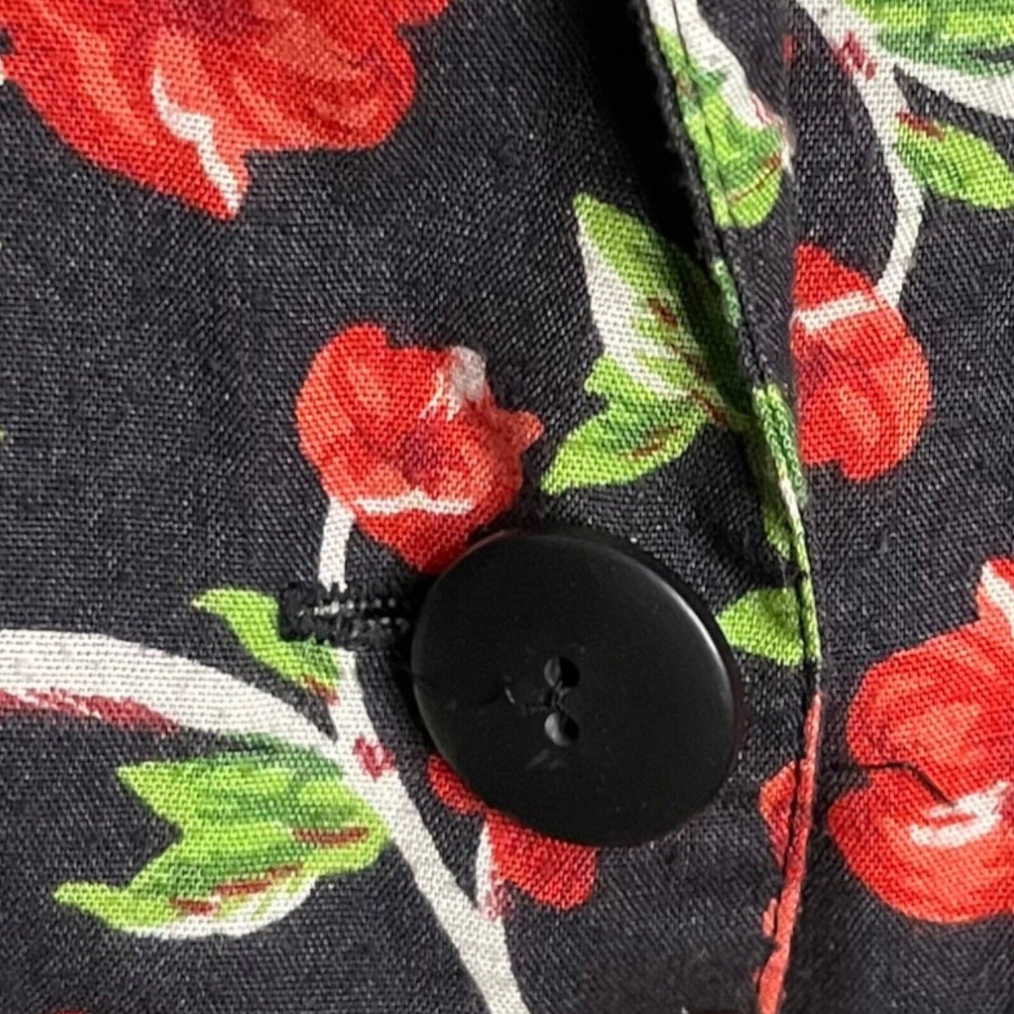 Grand Nouveau Womens Black Red Blazer Jacket Size Large Floral Pockets Button