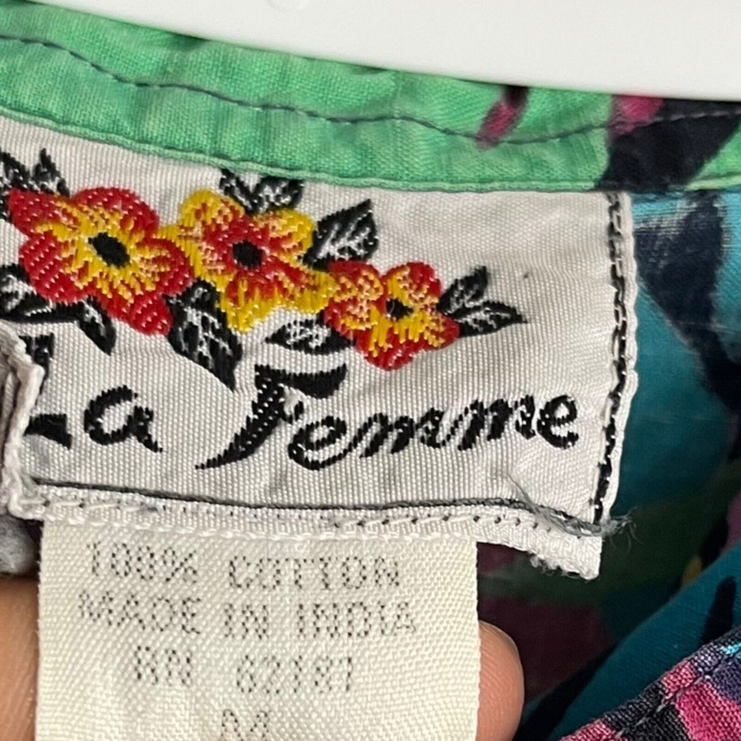 La Femme Button Up Shirt Women's Medium Multicolor Tropical Boyfriend VTG Top