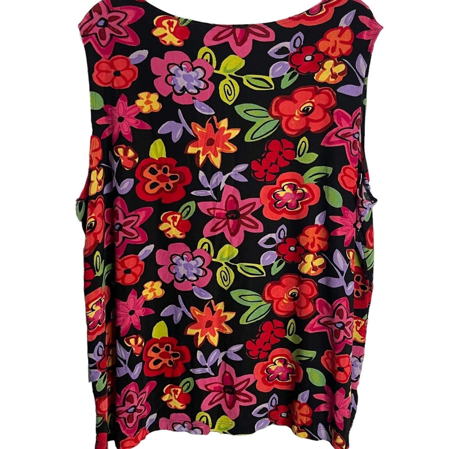 Choices Women's Multicolored Blouse Plus Size 3X Floral Print Stretch Sleeveless