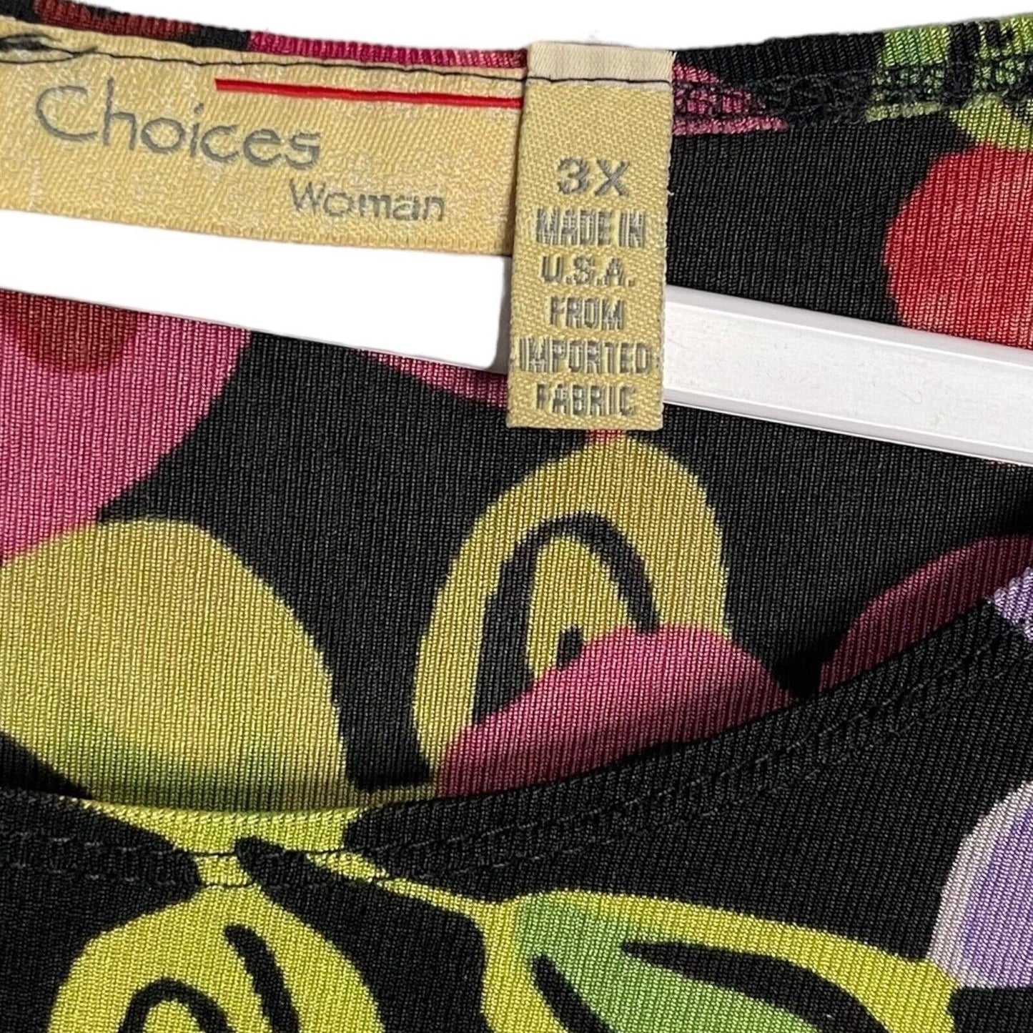 Choices Women's Multicolored Blouse Plus Size 3X Floral Print Stretch Sleeveless