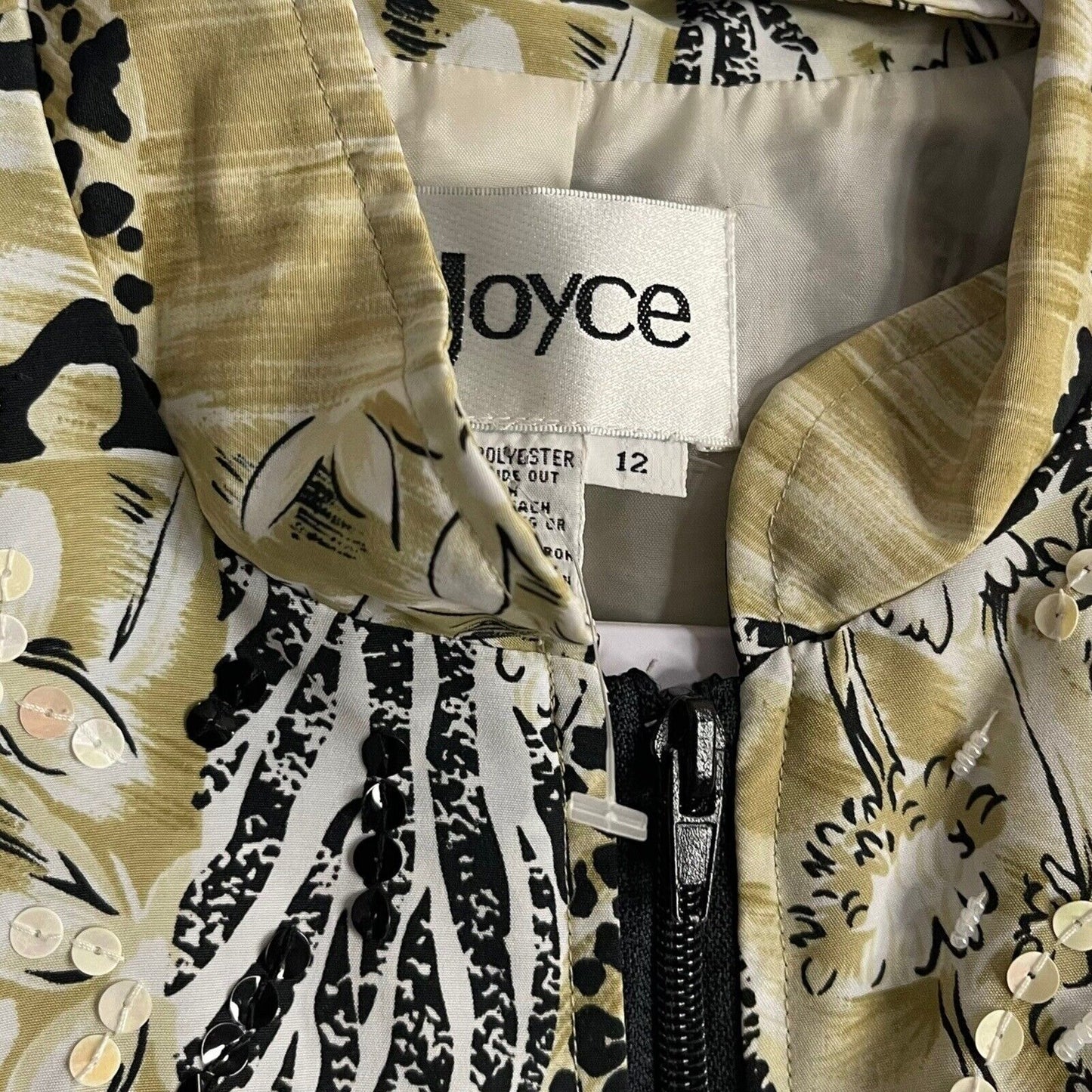 Joyce Bomber Jacket Women's 12 Multicolor Animal Colorblock Sequins Beaded VTG