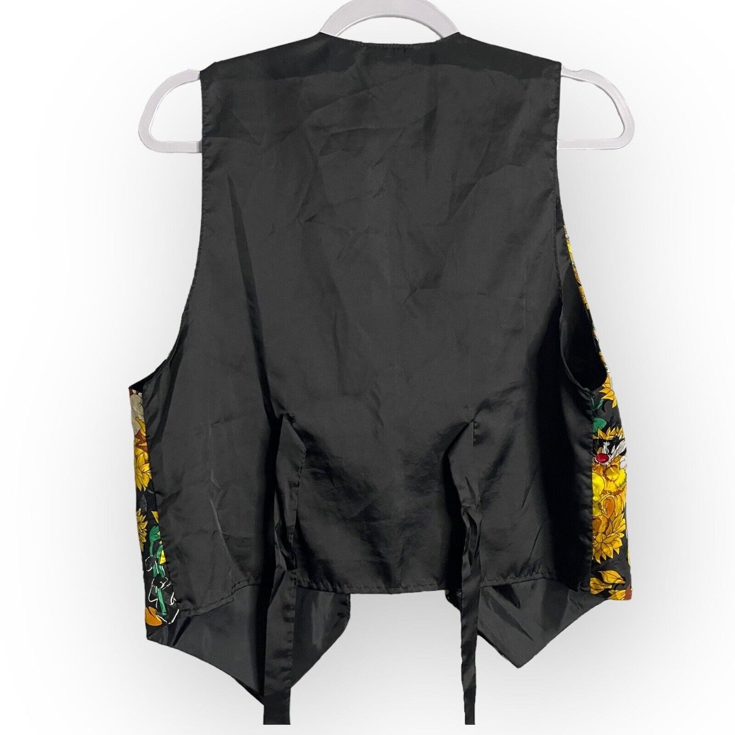 Vintage Looney Tunes Womens Multicolored Vest Warner Brothers Sunflower Satin OS