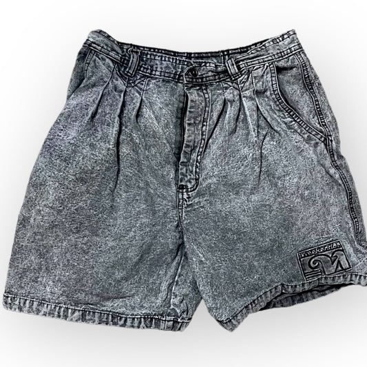 Vintage Weekends Men's Gray Jean Shorts Size 29 Acid Wash High Waisted Pockets