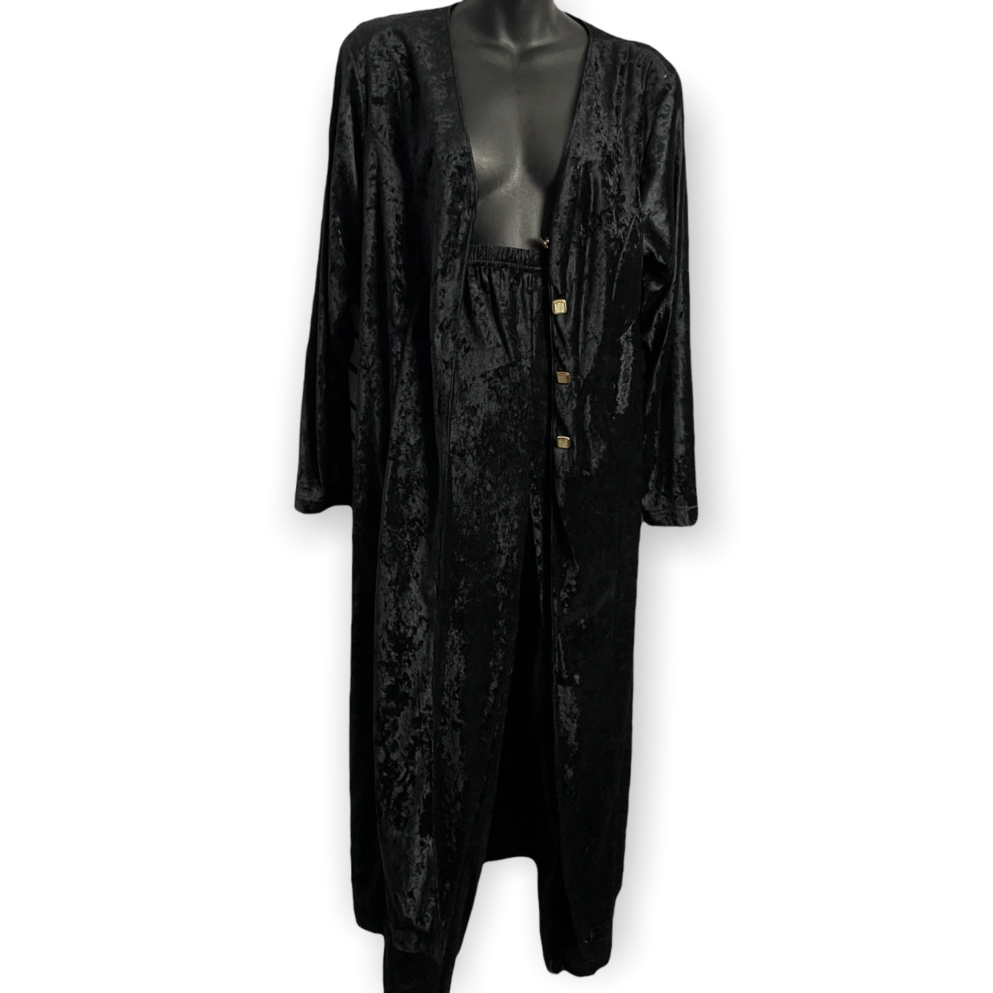 Vintage Fashion Force Women's Black Jacket Pants Set Size XL RARE 2 Piece Velvety