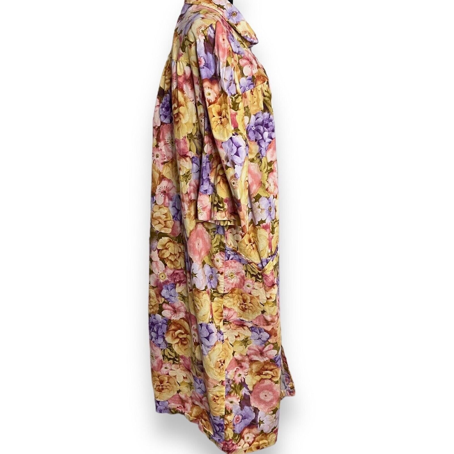 Models Coat MuMu Housecoat Women's Multicolor 2X Floral Pockets Cottagecore VTG