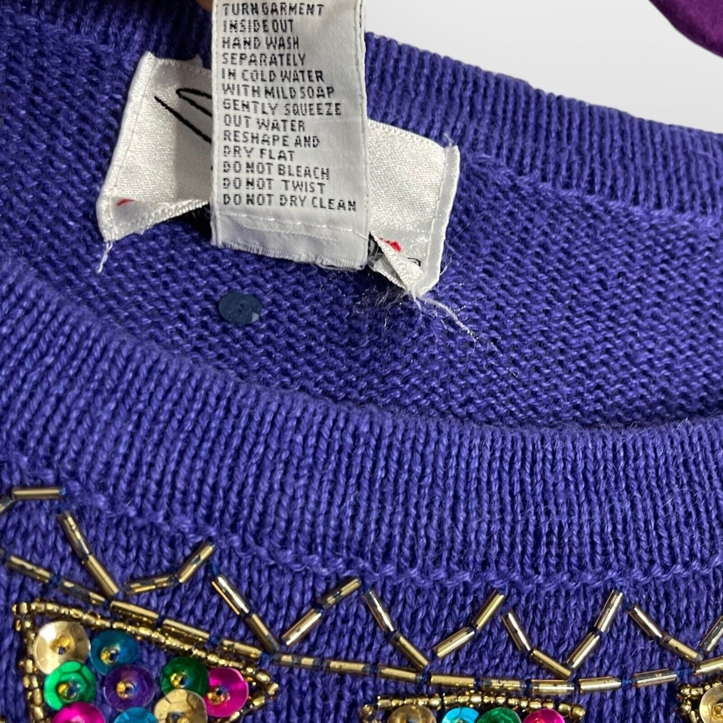 Vintage SML Sport  LTD Women's Purple Tunic Sweater Size Medium Sequin Beaded