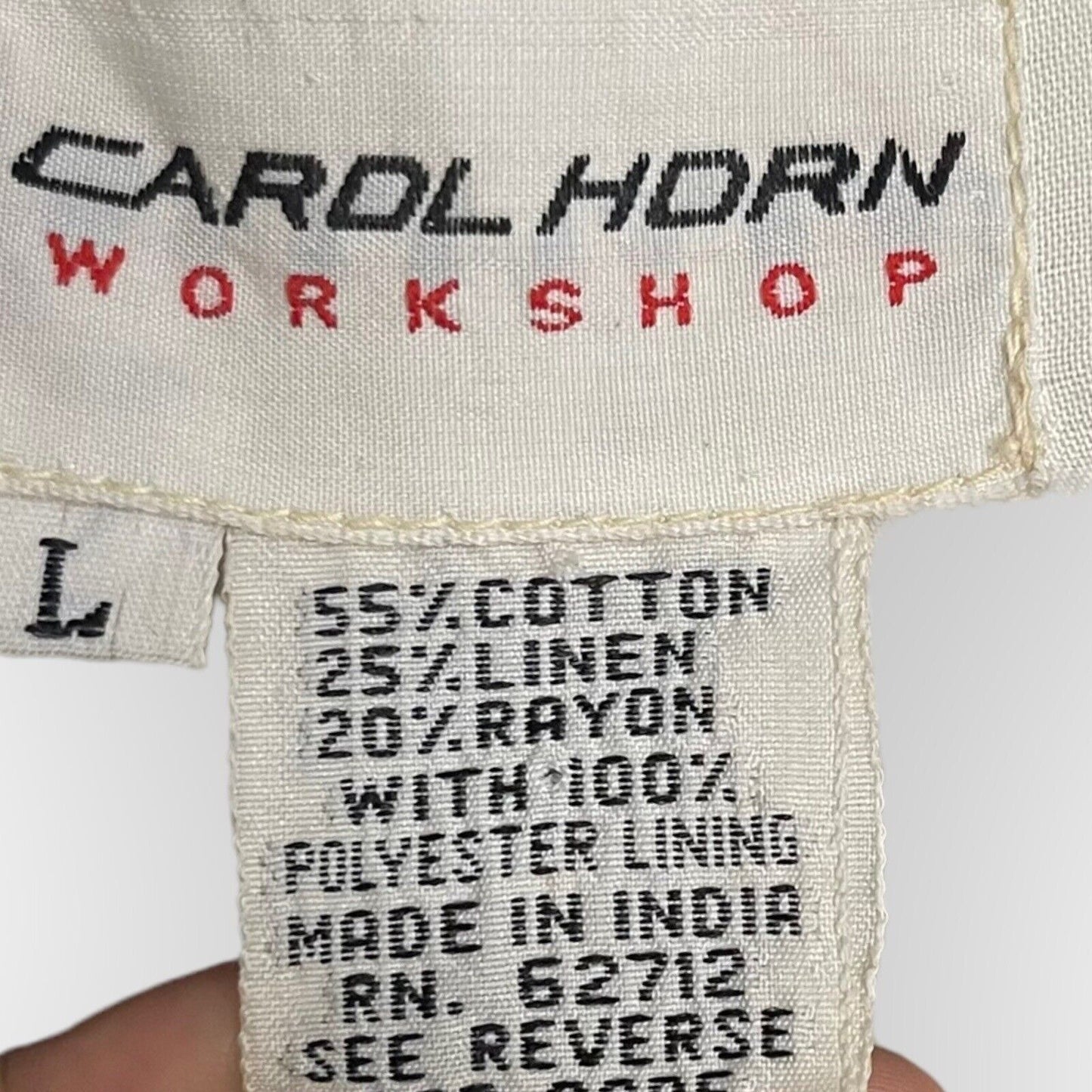 Vintage Carol Horn Workshop Womens Beige Vest Size Large Embroidered Linen Blend