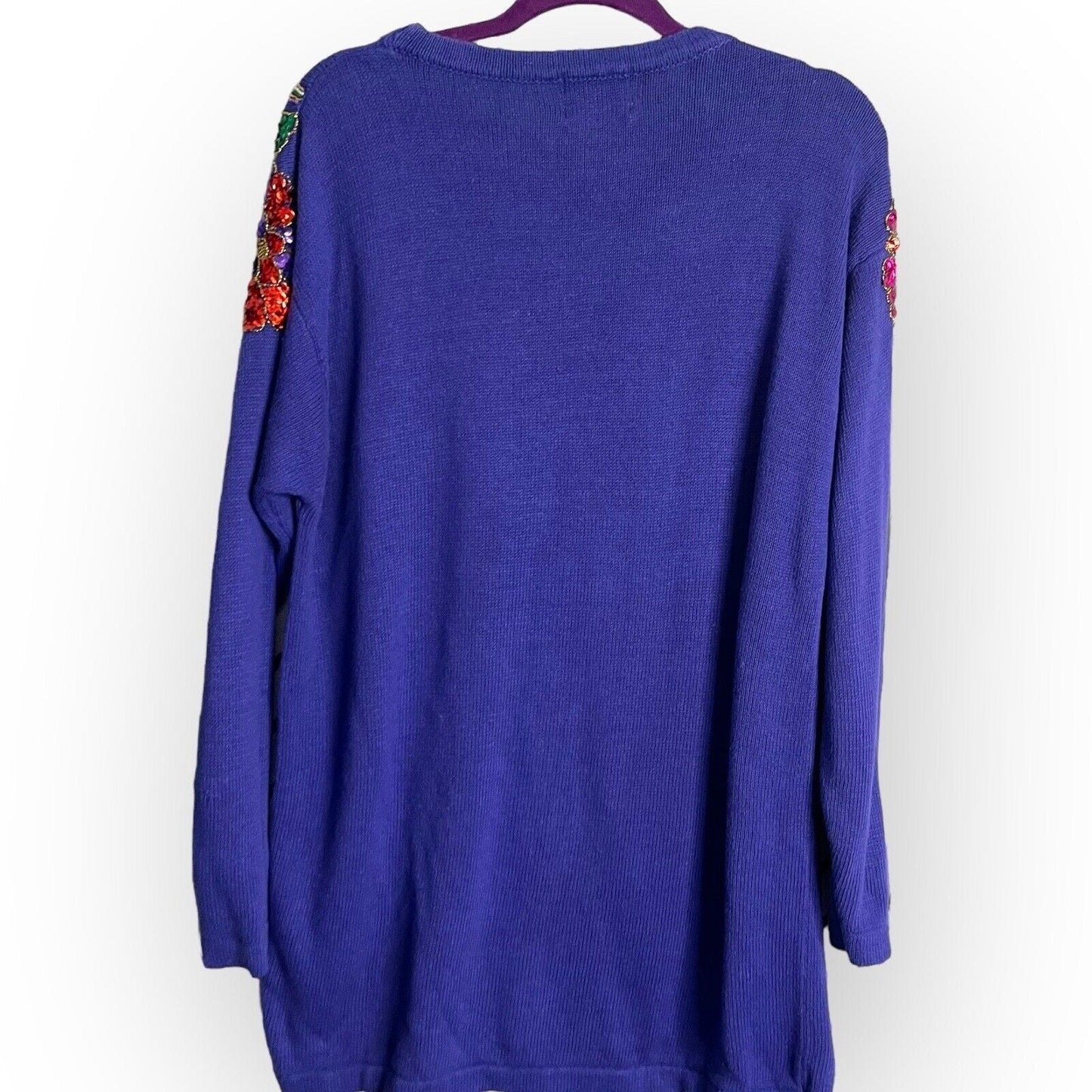 Vintage SML Sport  LTD Women's Purple Tunic Sweater Size Medium Sequin Beaded