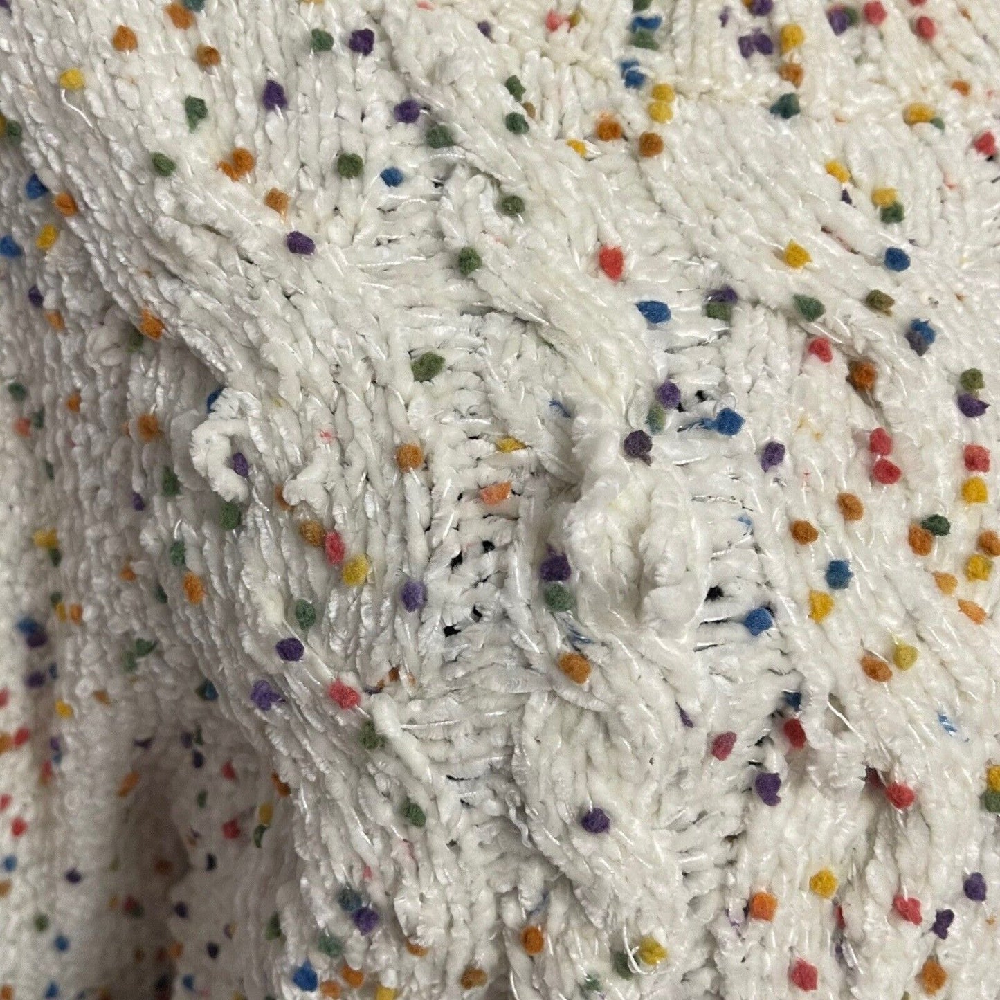 EE:Some Cable Knit Confetti Chenille Sweater Women's M L Multicolor Cropped Boho