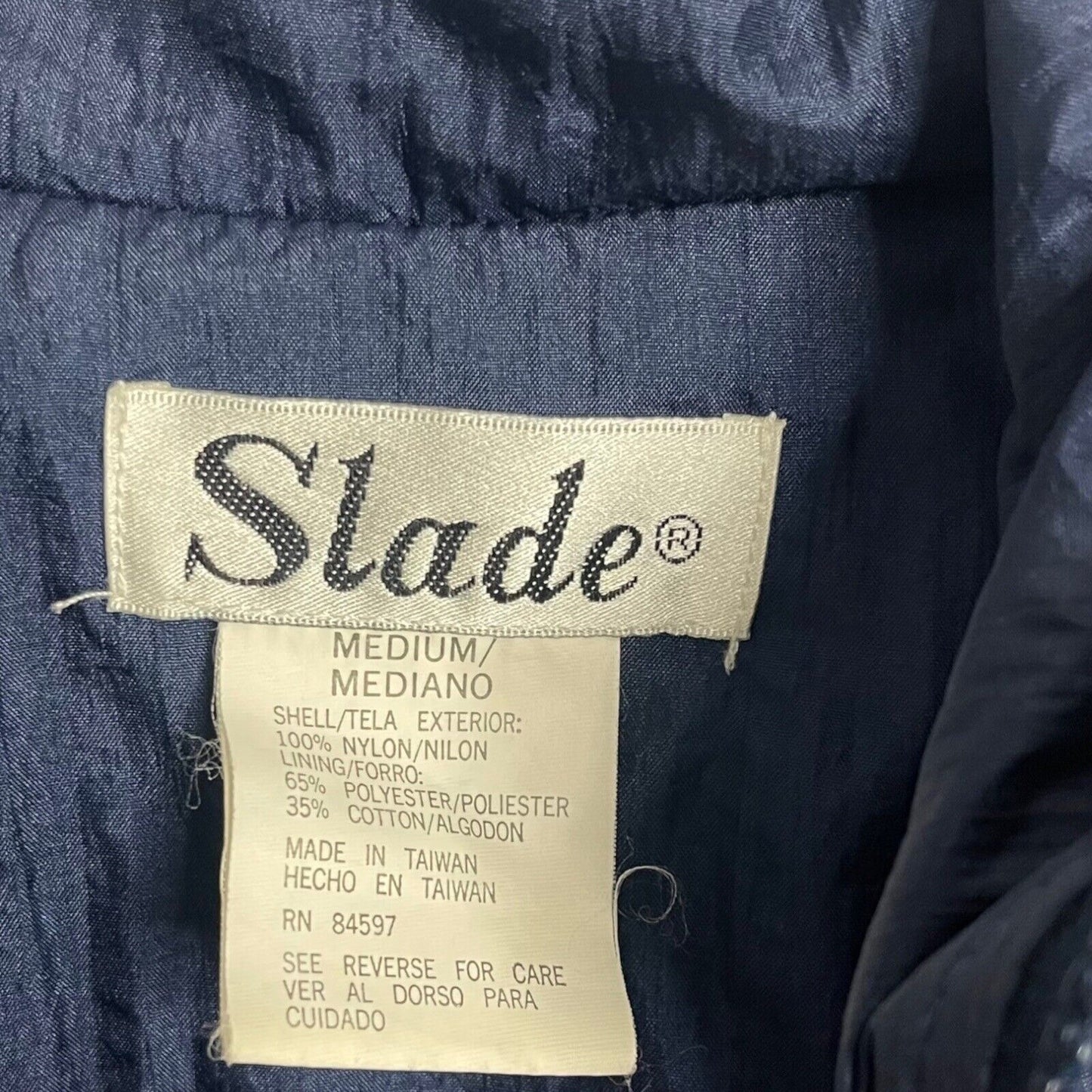 Vintage Slade Men's Blue Windbreaker Jacket Size Medium Golf Print 1990s Pockets