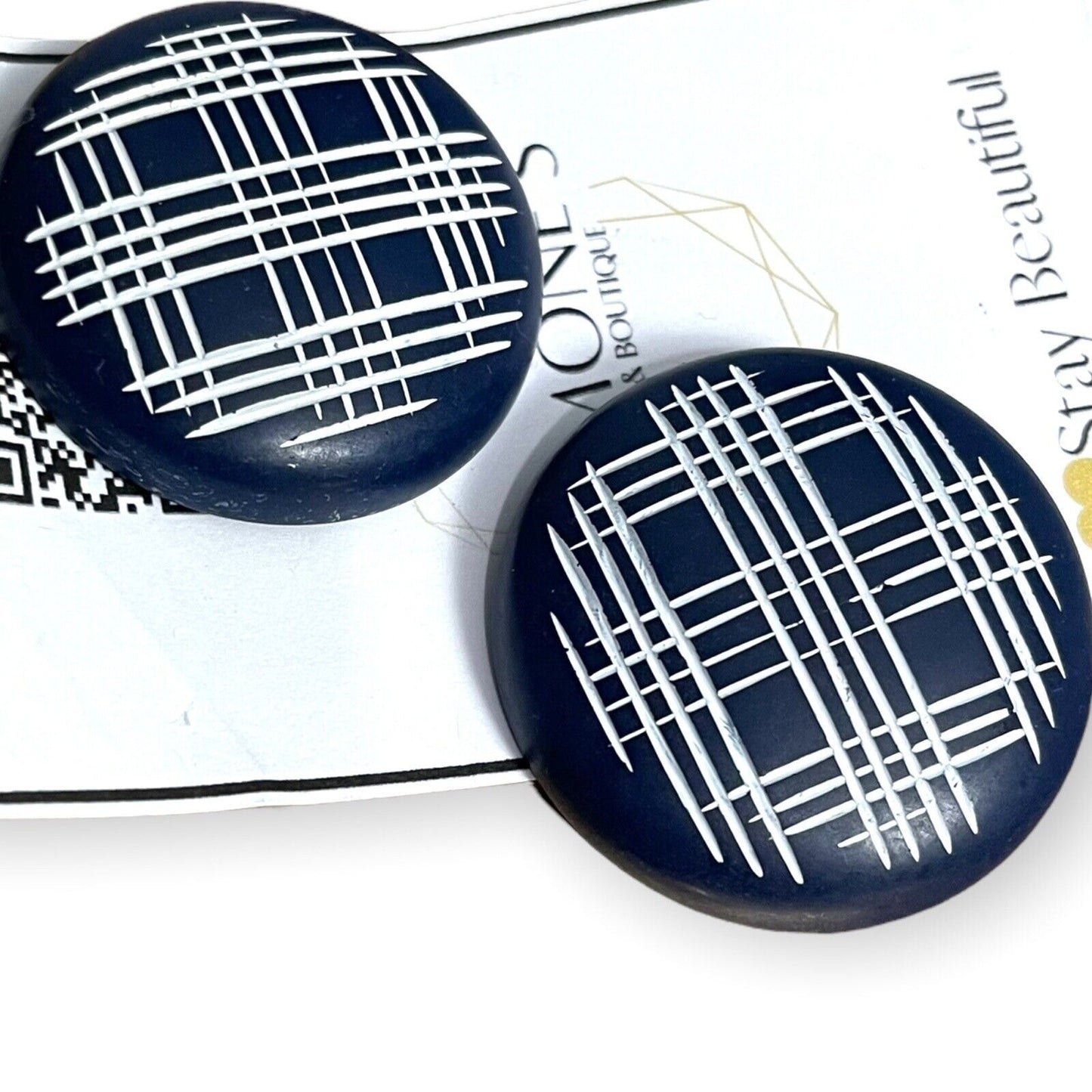 Blue And White Hand Painted Oversized Studs