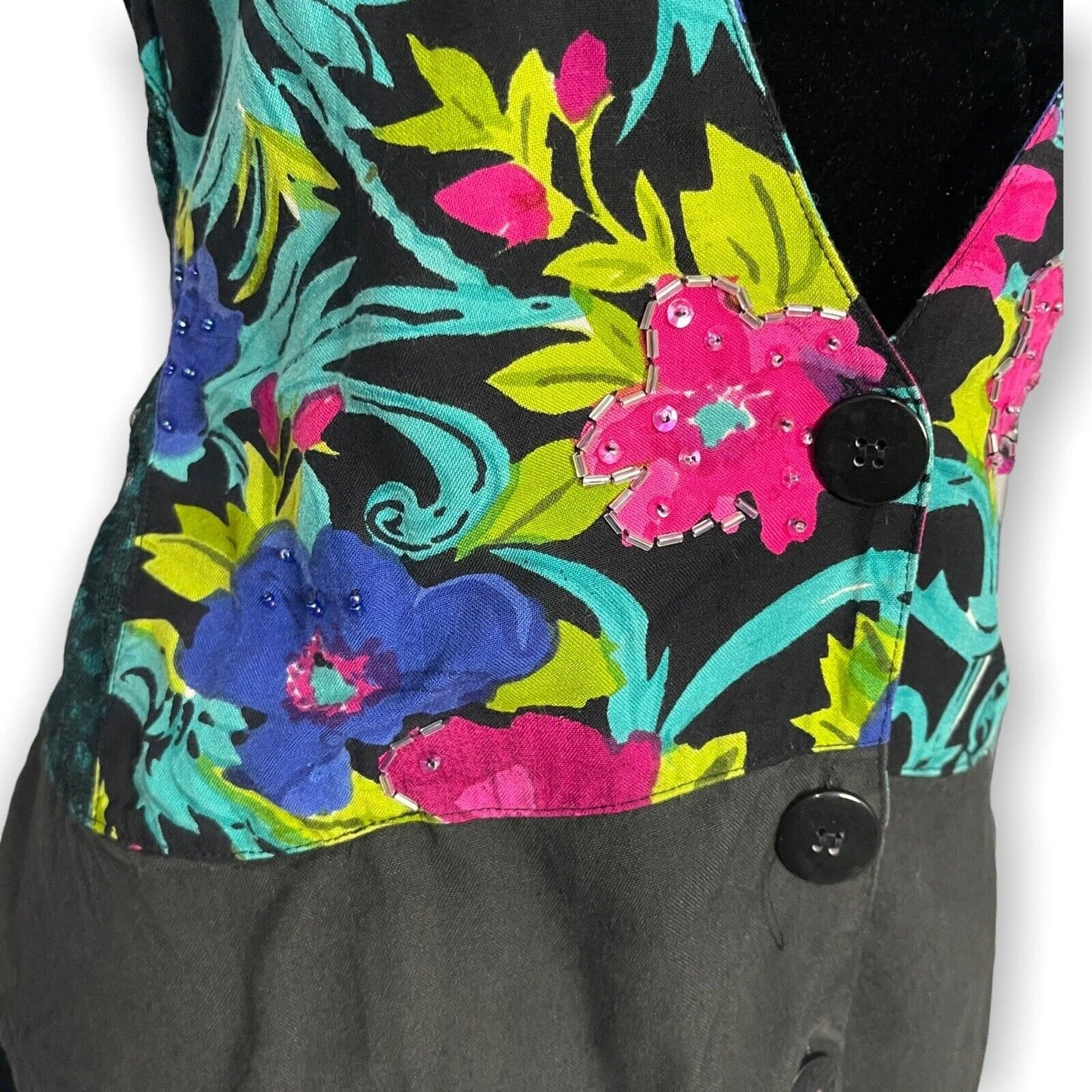 Atlast Studio Floral Print Multicolored Vintage Vest Size Medium