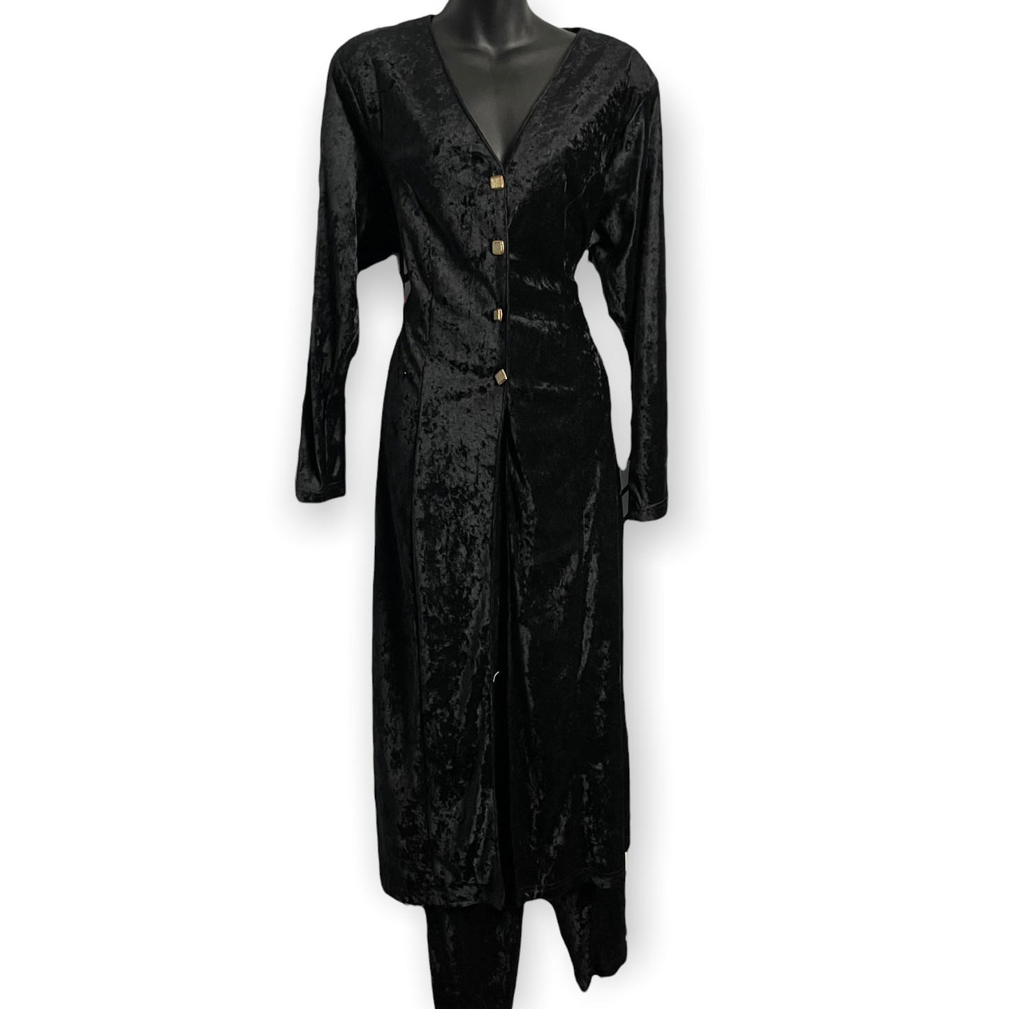 Vintage Fashion Force Women's Black Jacket Pants Set Size XL RARE 2 Piece Velvety