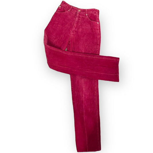 Vintage Chemin De Fer Women's Burgundy Corduroy Jeans 24X28 1970's Pockets Retro