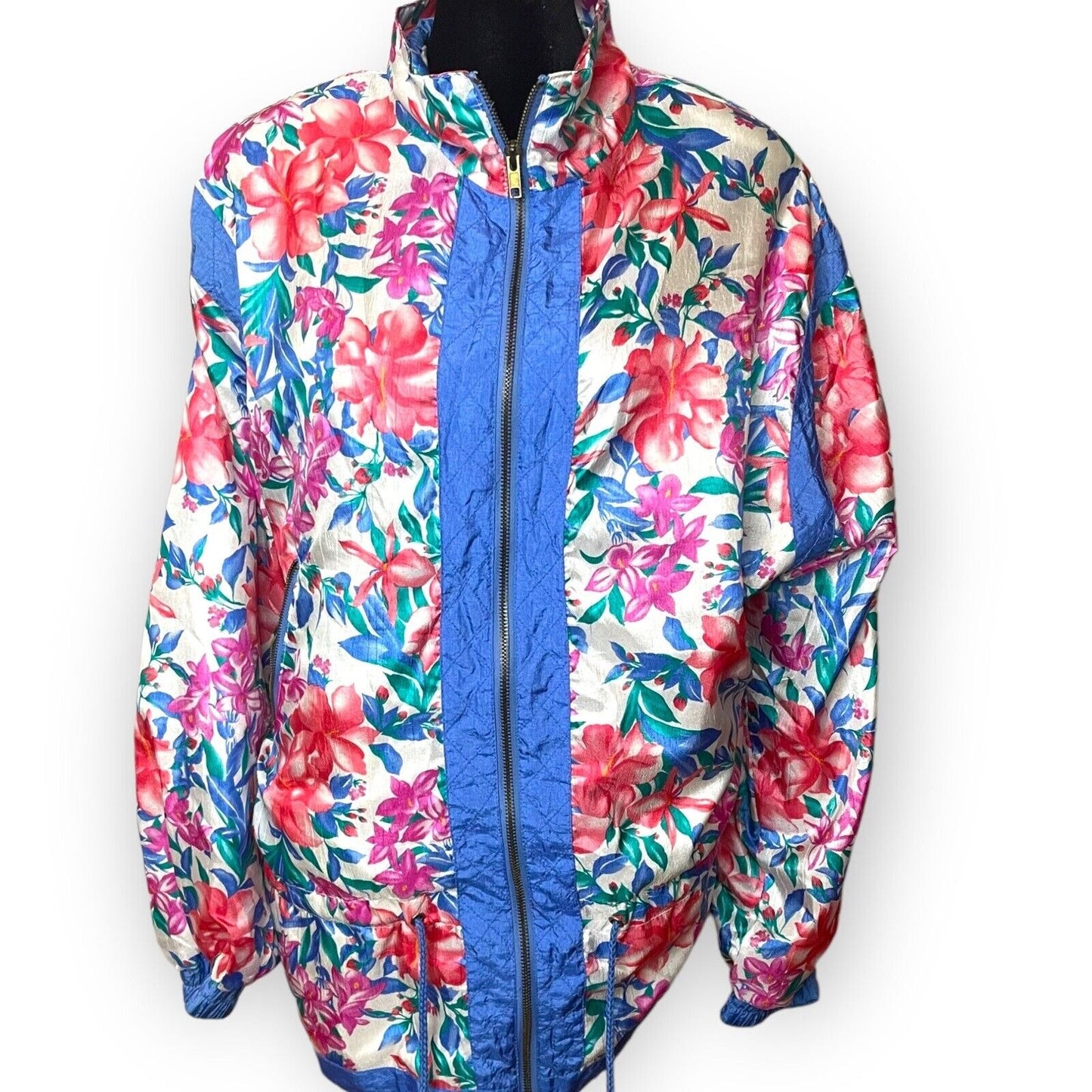 Lavon Women's Multicolored Floral Print Windbreaker Jacket Size Medium Zipper