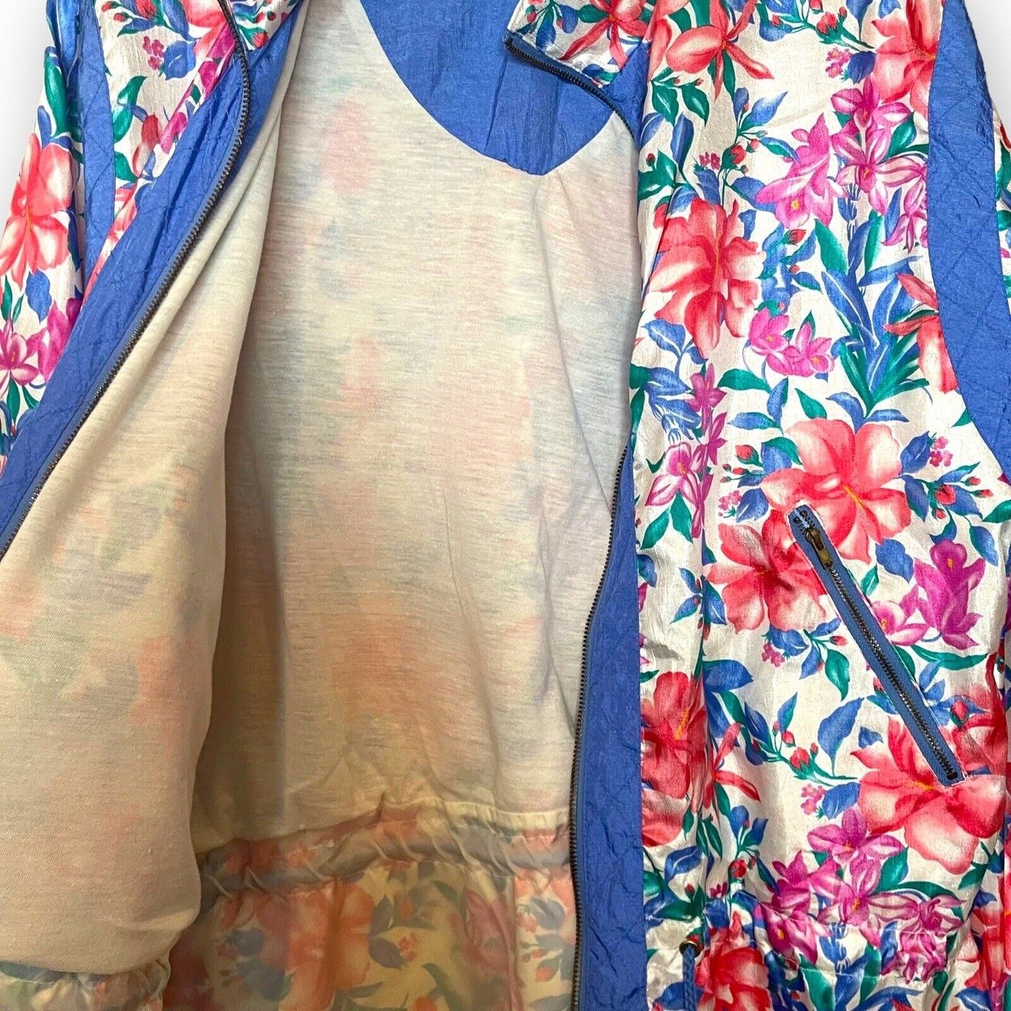 Lavon Women's Multicolored Floral Print Windbreaker Jacket Size Medium Zipper
