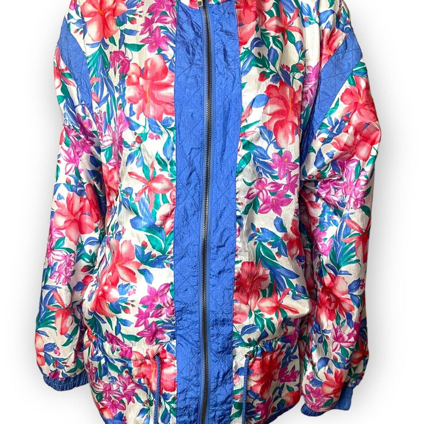 Lavon Women's Multicolored Floral Print Windbreaker Jacket Size Medium Zipper